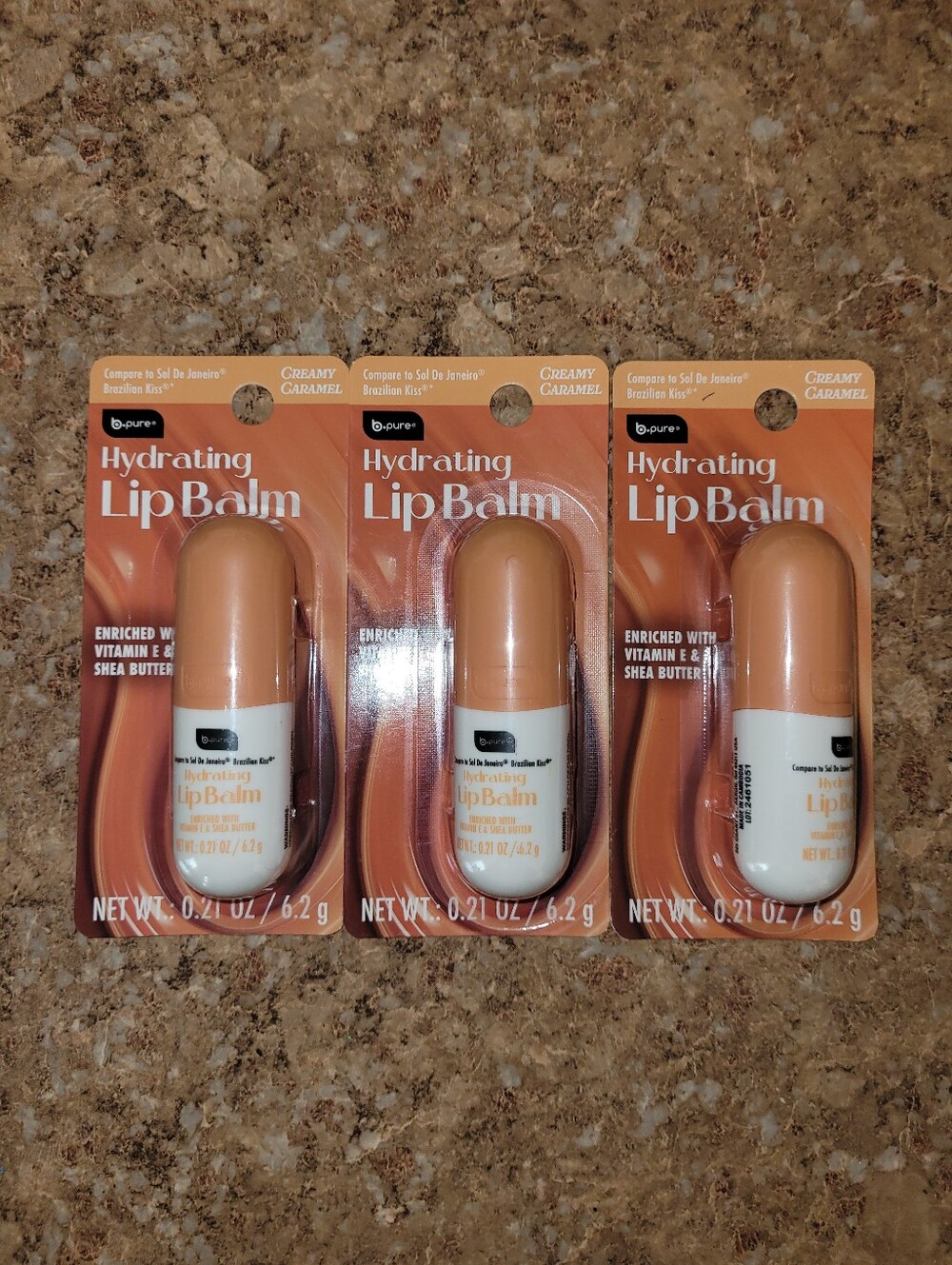 B.Pure Creamy Caramel Hydrating Lip Balm 3 Pack